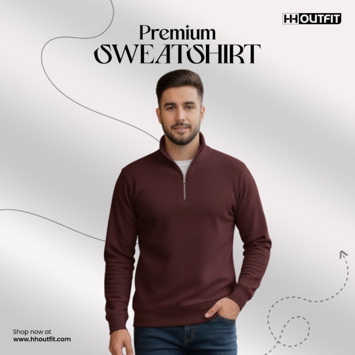12 (4) PREMIUM SWEATSHIRT MAROON - Image 1